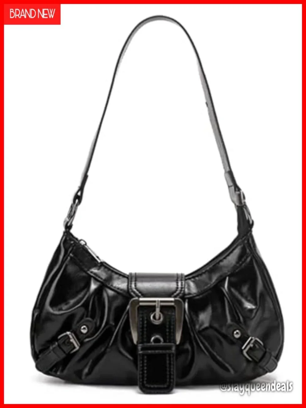 Faux Leather Y2K Hobo Shoulder Bag with Top Handle